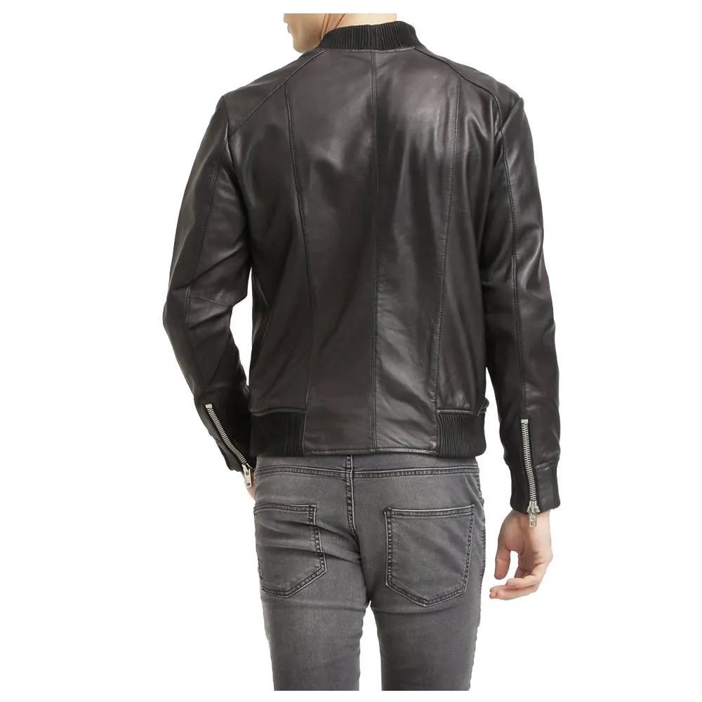 Men American Bomber Leather Jacket