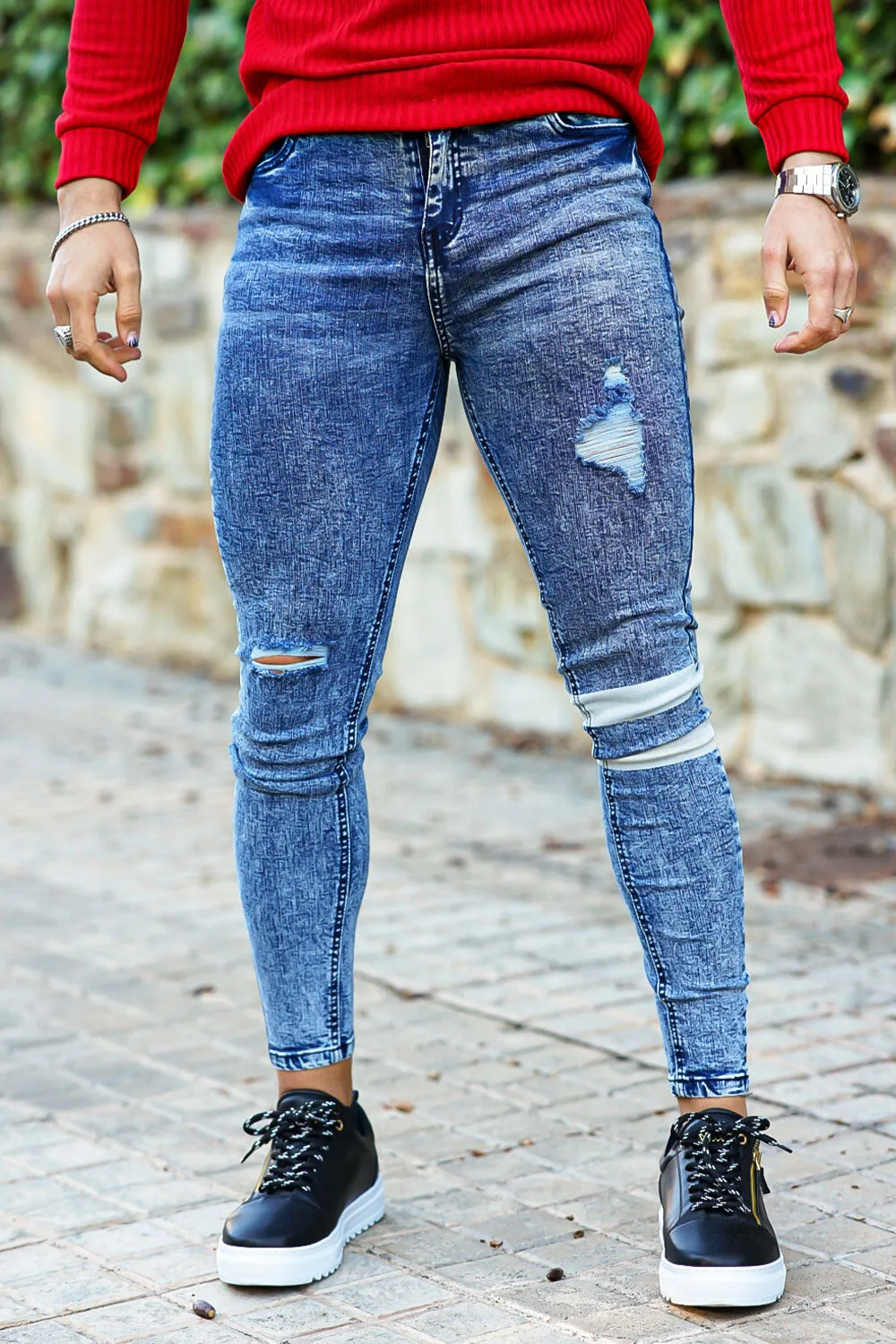 Men's Blue Skinny Jean - Ripped