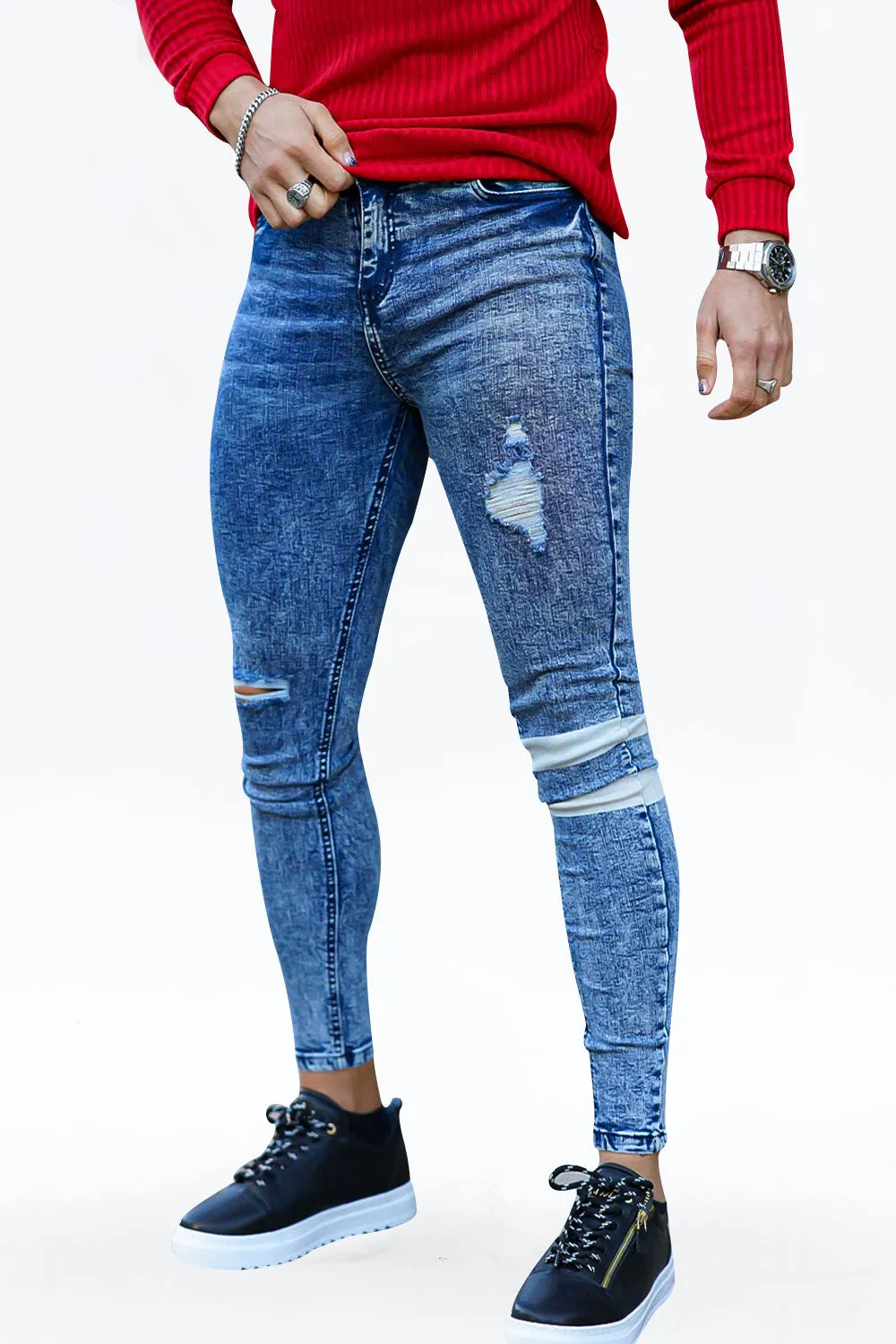 Men's Blue Skinny Jean - Ripped