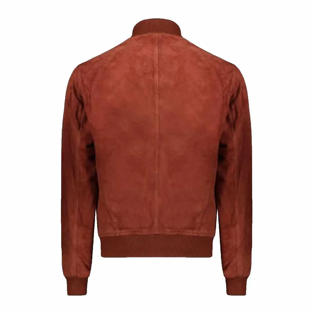 Mens Brown Sheepskin Bomber Leather jacket