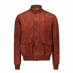 Mens Brown Sheepskin Bomber Leather jacket