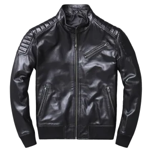 Mens Jack Genuine Lambskin Leather Bomber Jacket