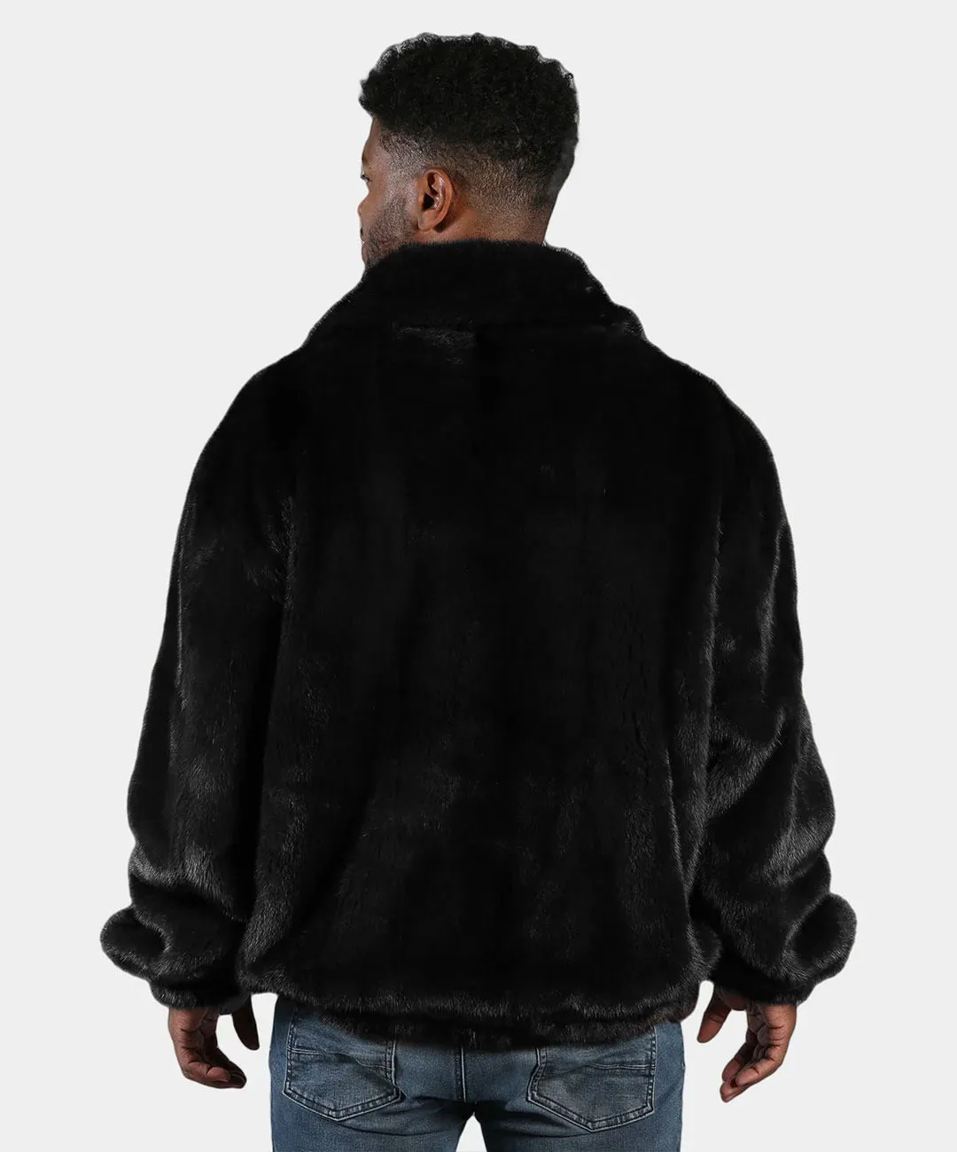 Men's Ranch Black Mink Bomber Jacket