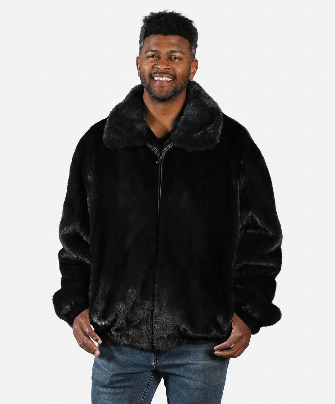 Men's Ranch Black Mink Bomber Jacket