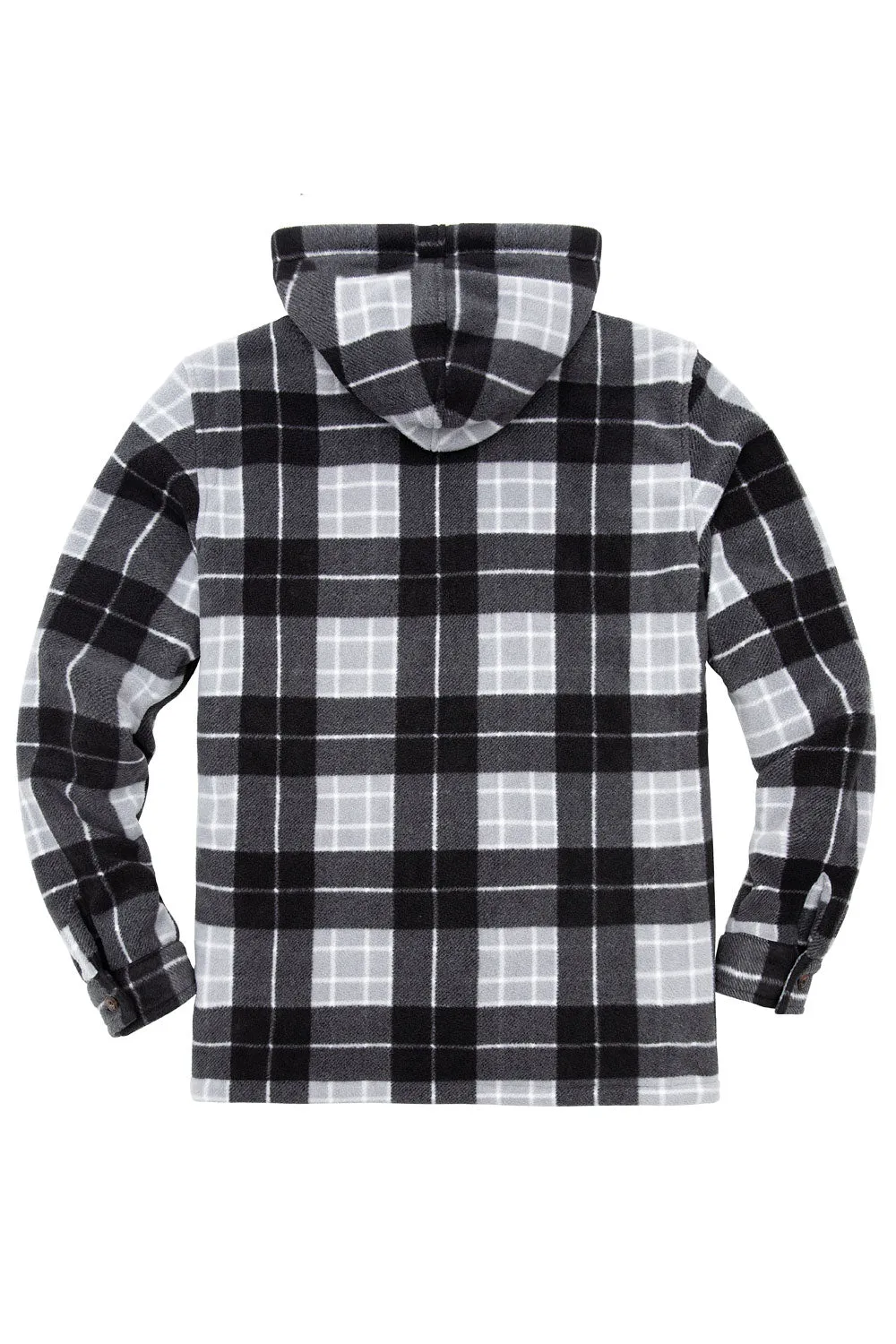 Men's Sherpa Lined Fleece Plaid Shirt Jacket with Removable Hood