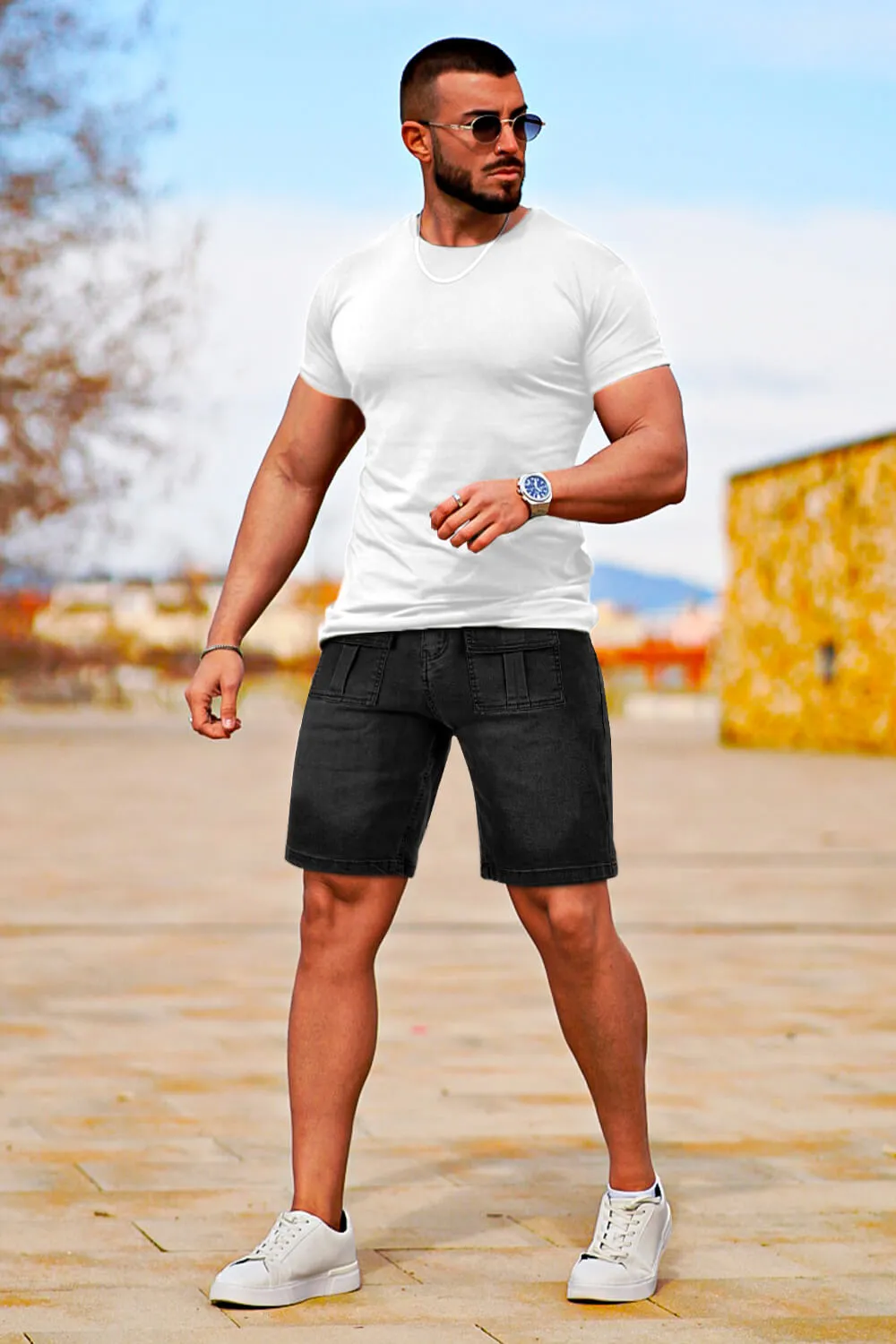 Men's Stretch Denim Short - Black