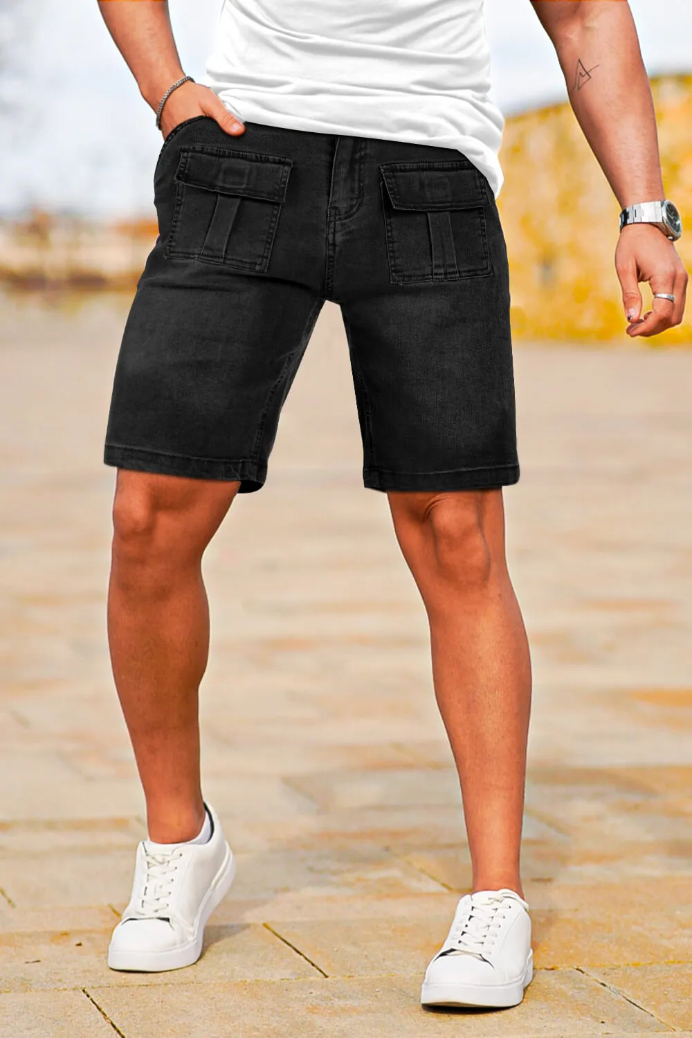 Men's Stretch Denim Short - Black