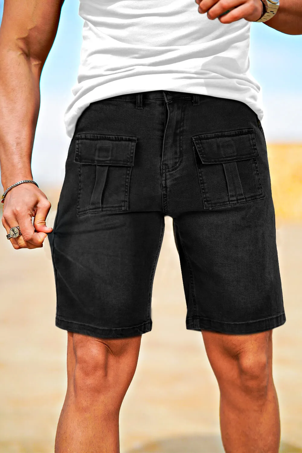 Men's Stretch Denim Short - Black