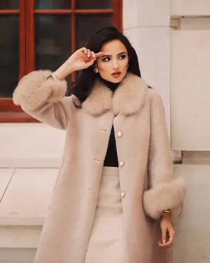 'Monroe' Wool and Faux Fur Teddy Coat in Cammello