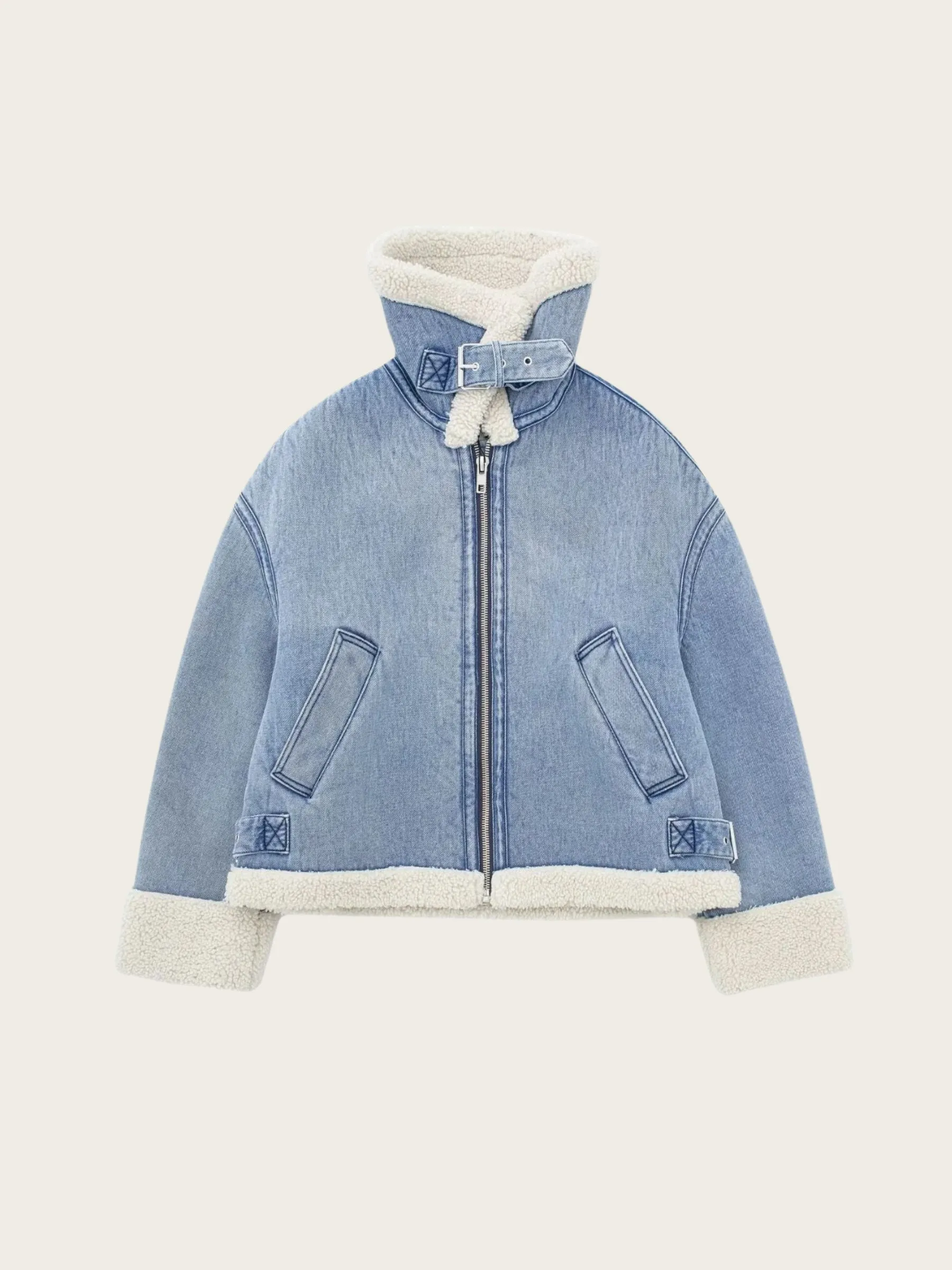 Nashley Sherpa-Lined Denim Jacket