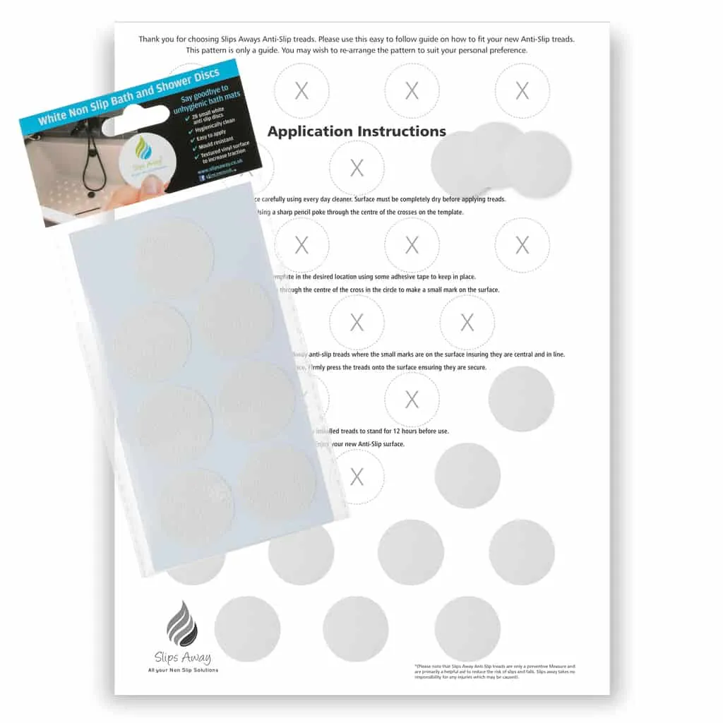 Non Slip Bath & Shower Stickers – 56x White Discs