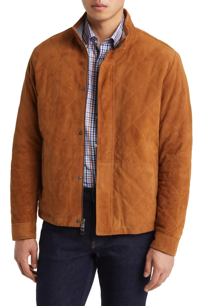 Norfolk Quilted Suede Bomber Jacket