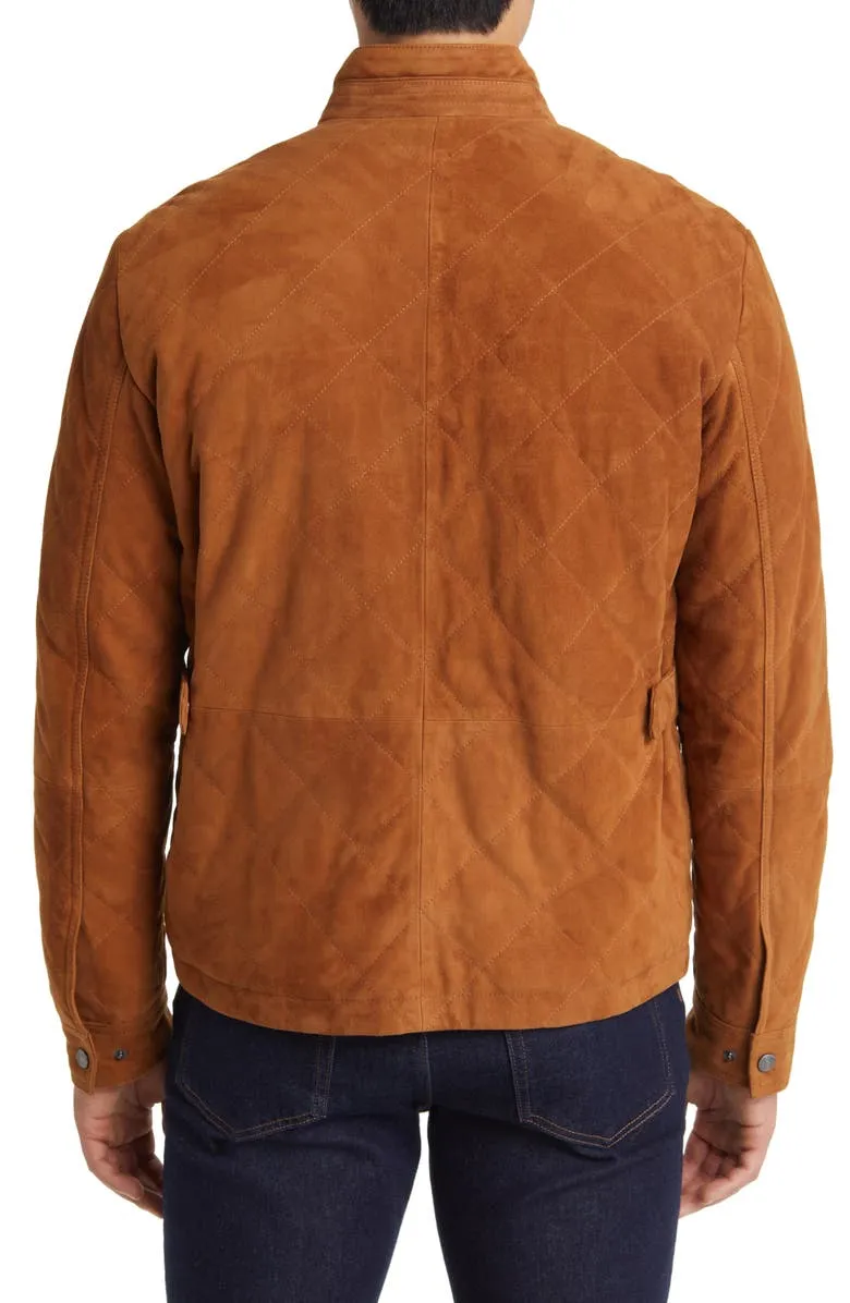 Norfolk Quilted Suede Bomber Jacket