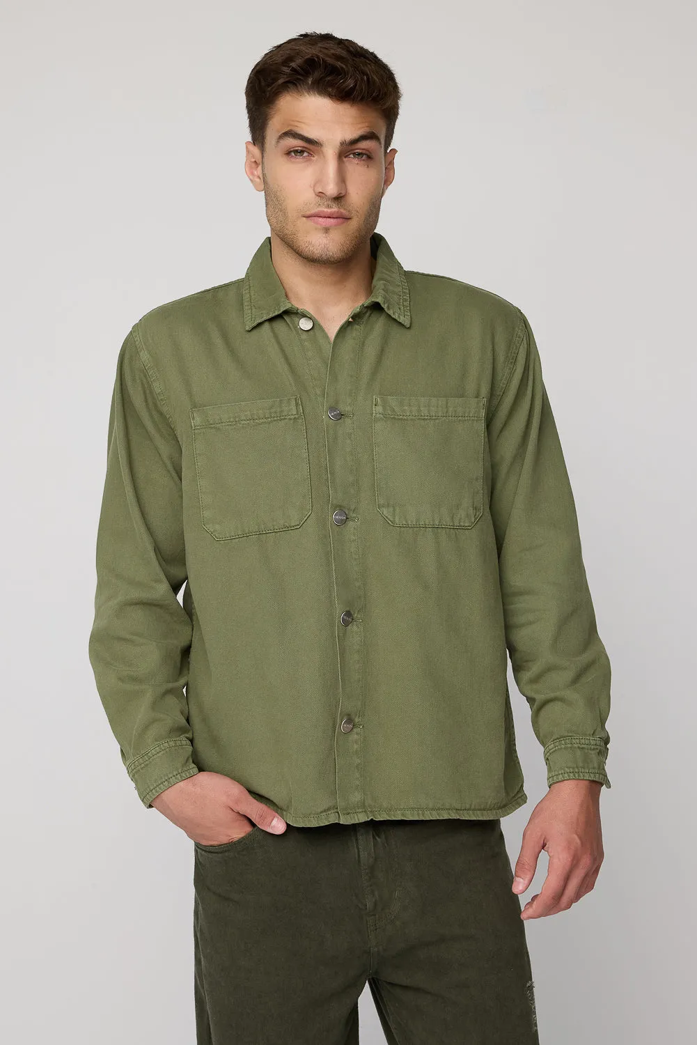 Olive Green Men’s Long Sleeve Utility Shacket