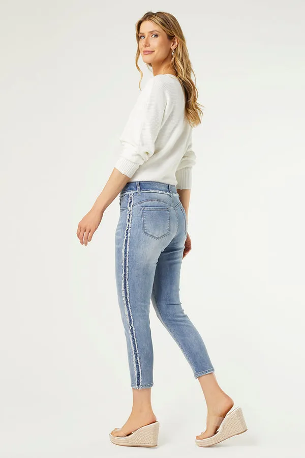 OMG ZOEY ZIP SKINNY CAPRI WITH SIDE FRINGE