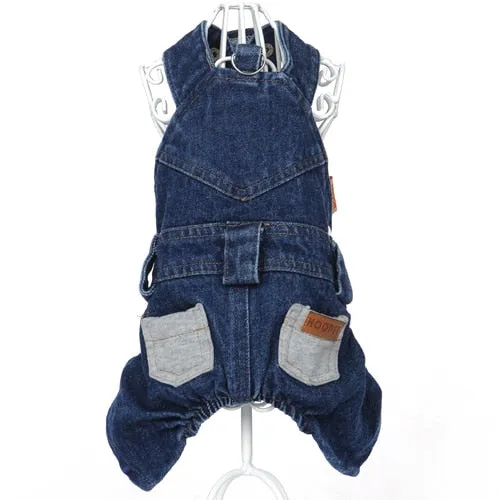 Pet Cat Dog Cassic Clothes Denim jeans Shirt Strap Jeans