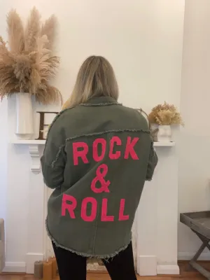 Pink on Khaki Rock & Roll Shacket