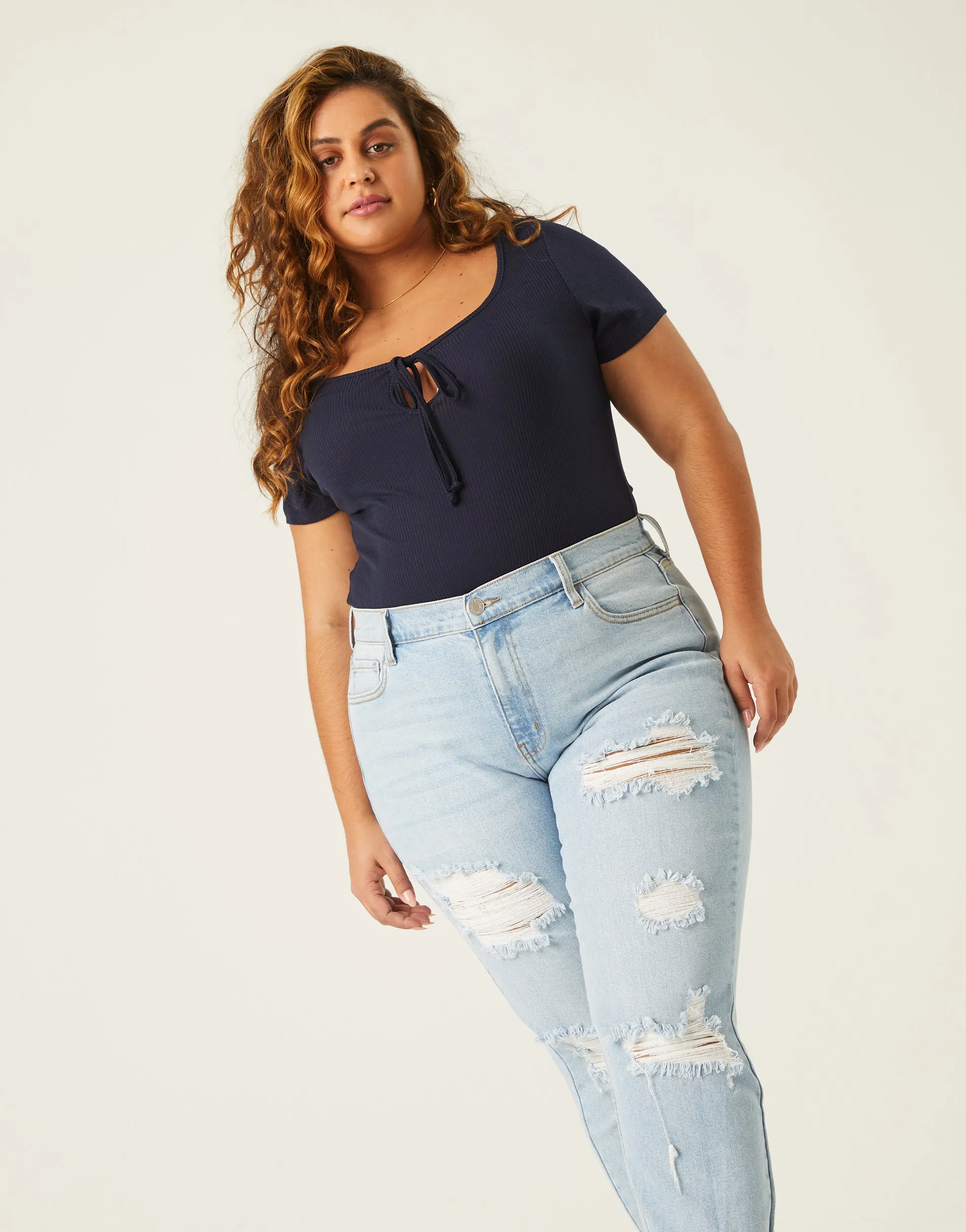 Plus Size Tie Detail Bodysuit