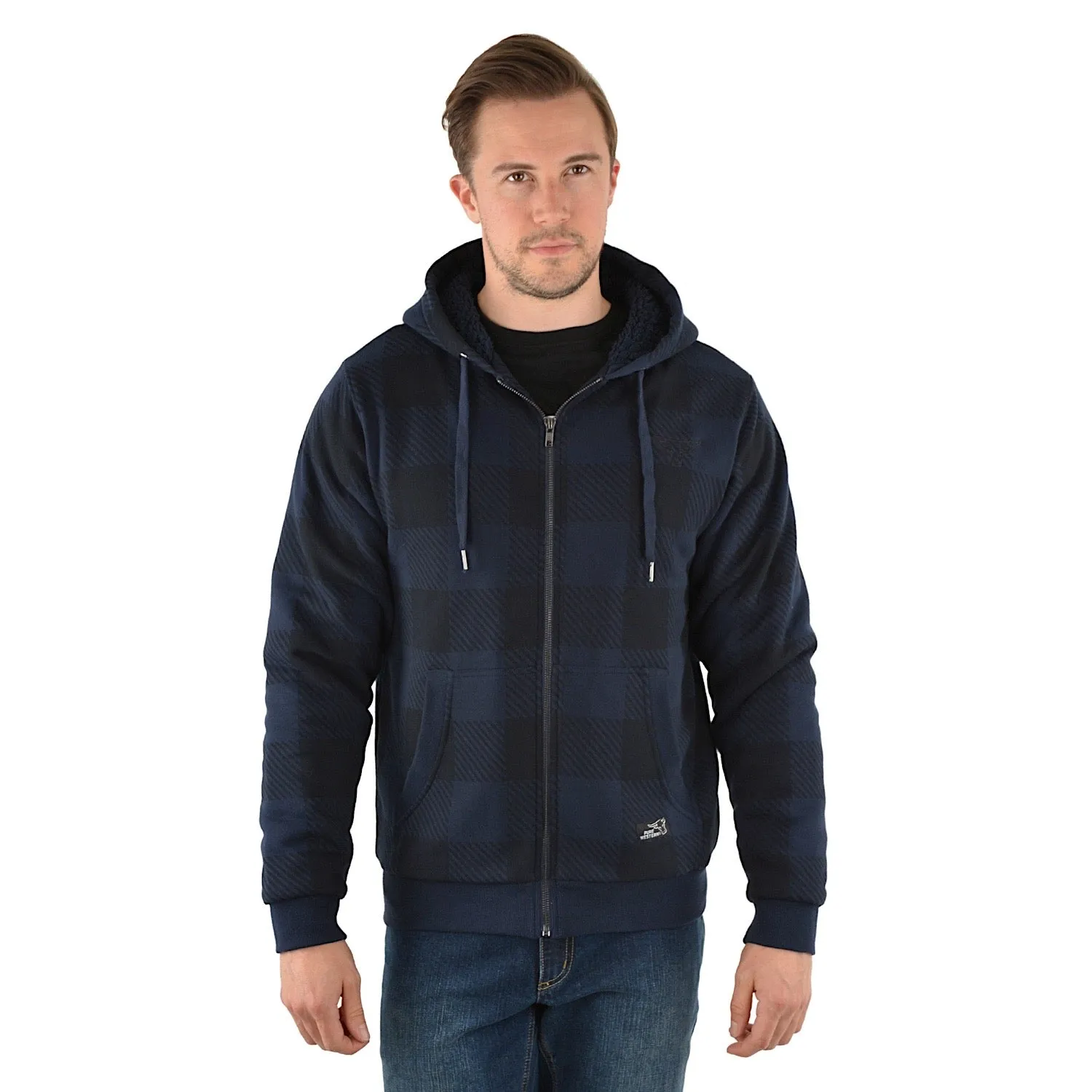 Pure Western Men's Tonkin Zip Through Hoodie-Navy