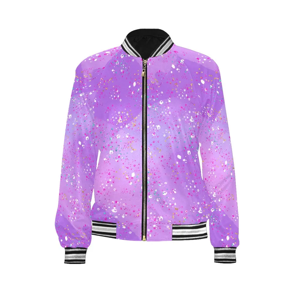 Purple Splash Bomber Jacket for Women