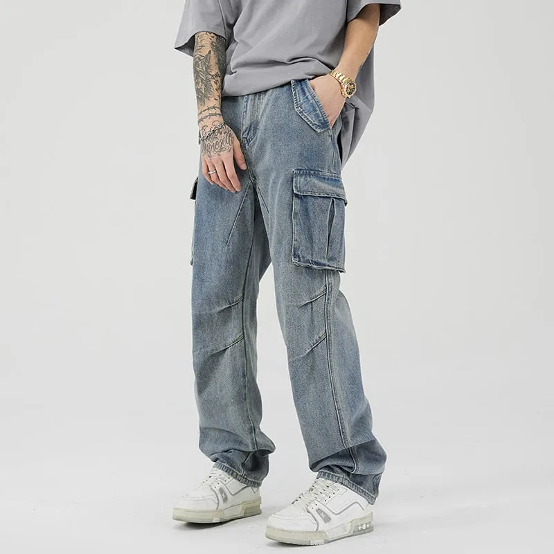 Ripped Cargo Full Pocket Jeans