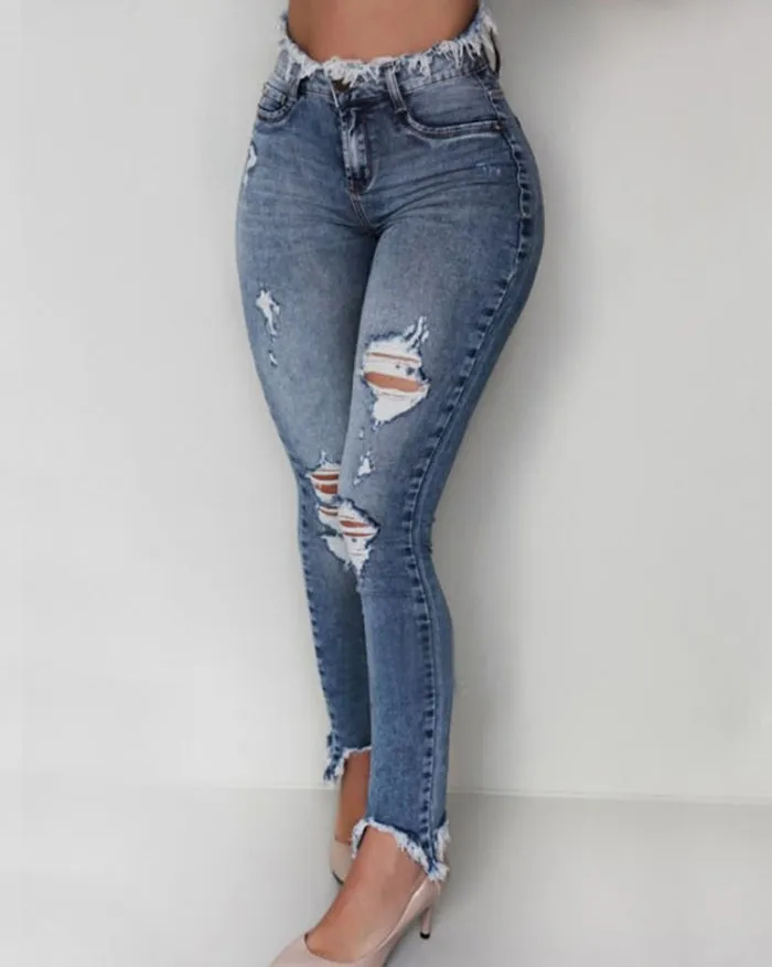 Ripped Tassel Skinny Jean