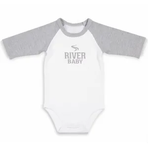 River Baby 3/4 Length Heather Gray Sleeve Onesie