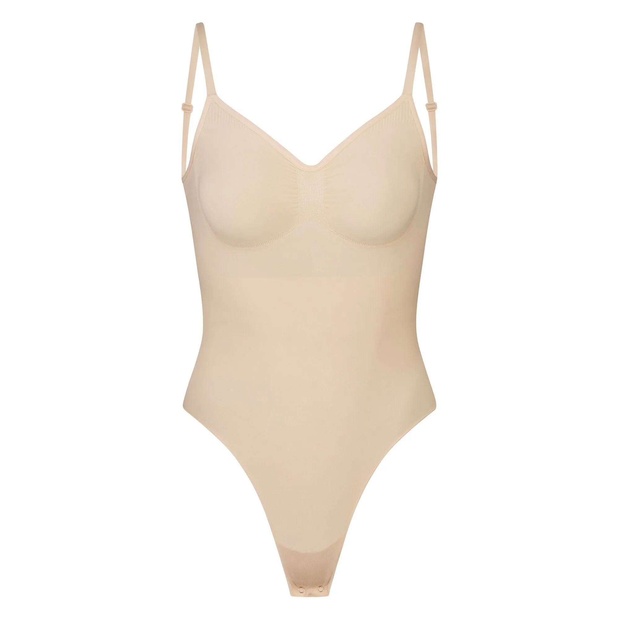 SEAMLESS SCULPT LOW BACK THONG BODYSUIT | SAND