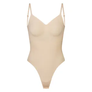 SEAMLESS SCULPT LOW BACK THONG BODYSUIT | SAND