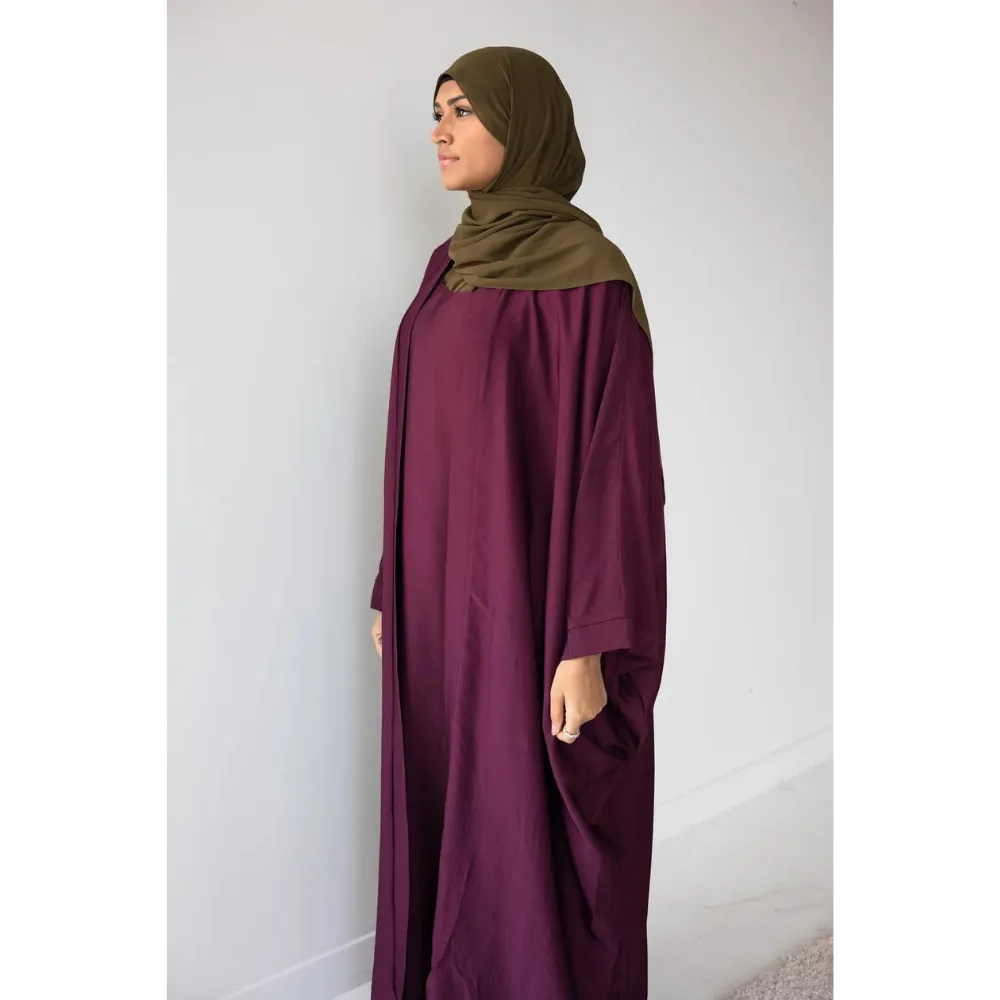 Slip Dress and Loose Fit Abaya (Electric Cherry)