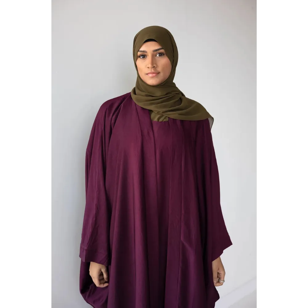 Slip Dress and Loose Fit Abaya (Electric Cherry)