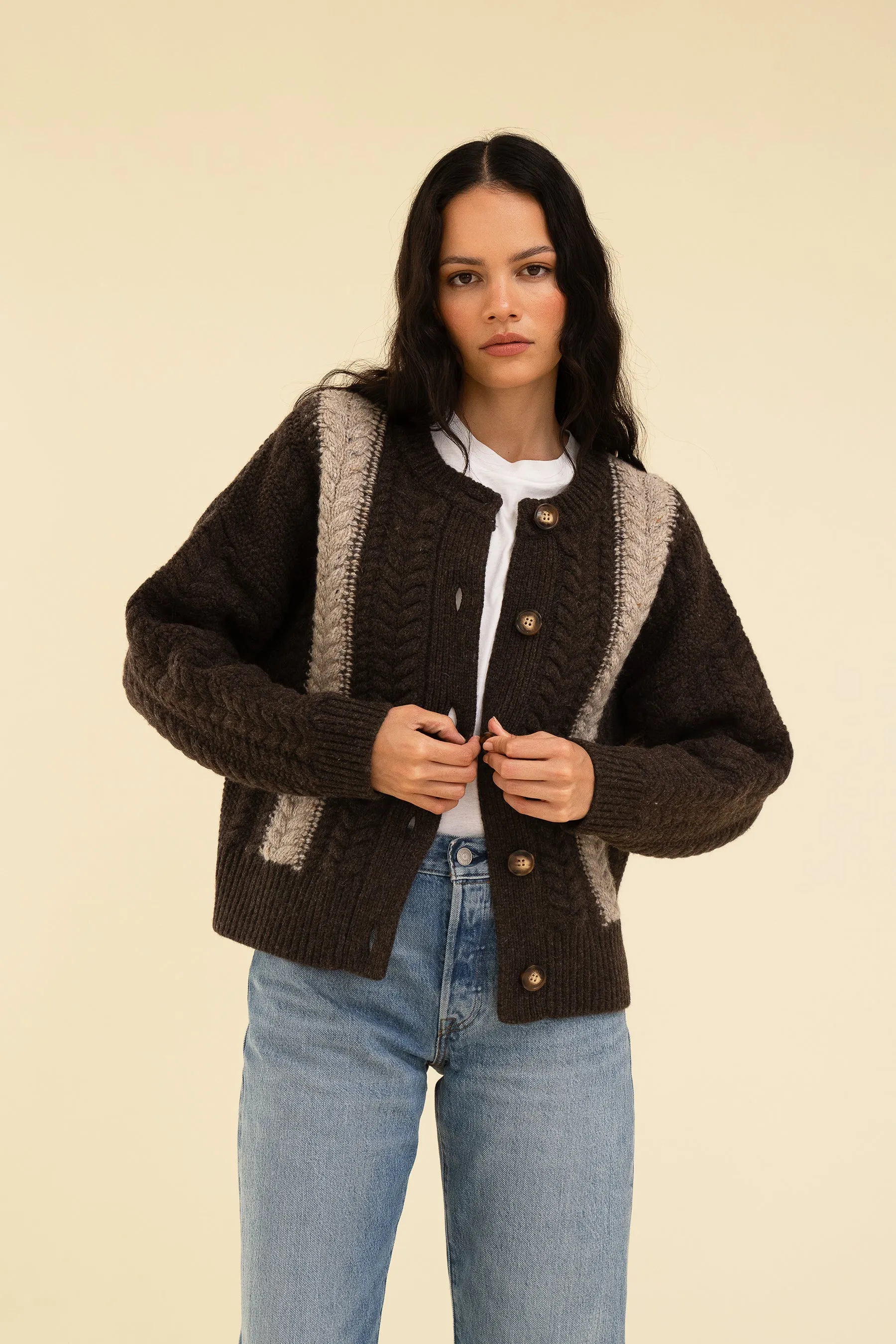 SLOAN CARDIGAN - BRUN