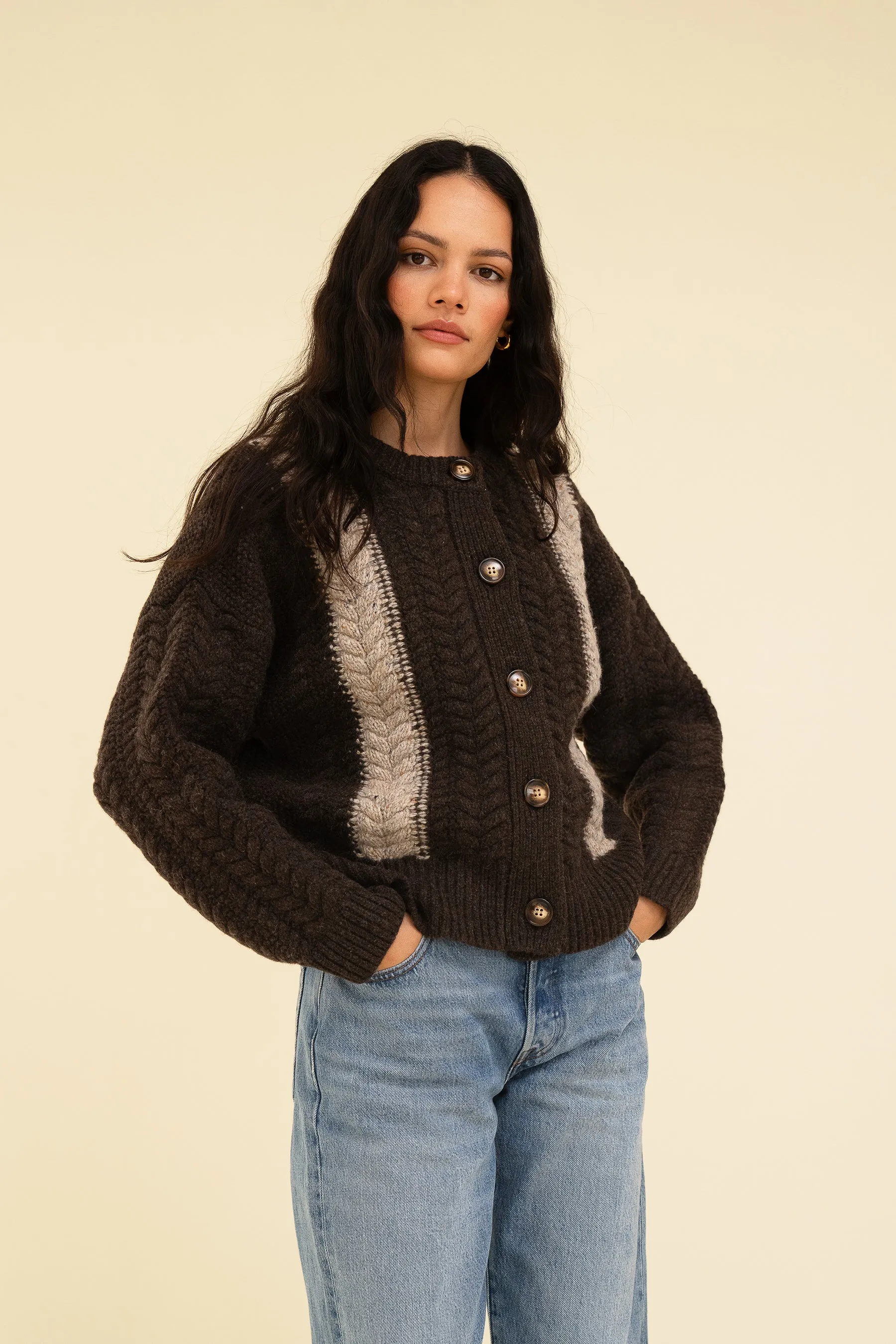 SLOAN CARDIGAN - BRUN