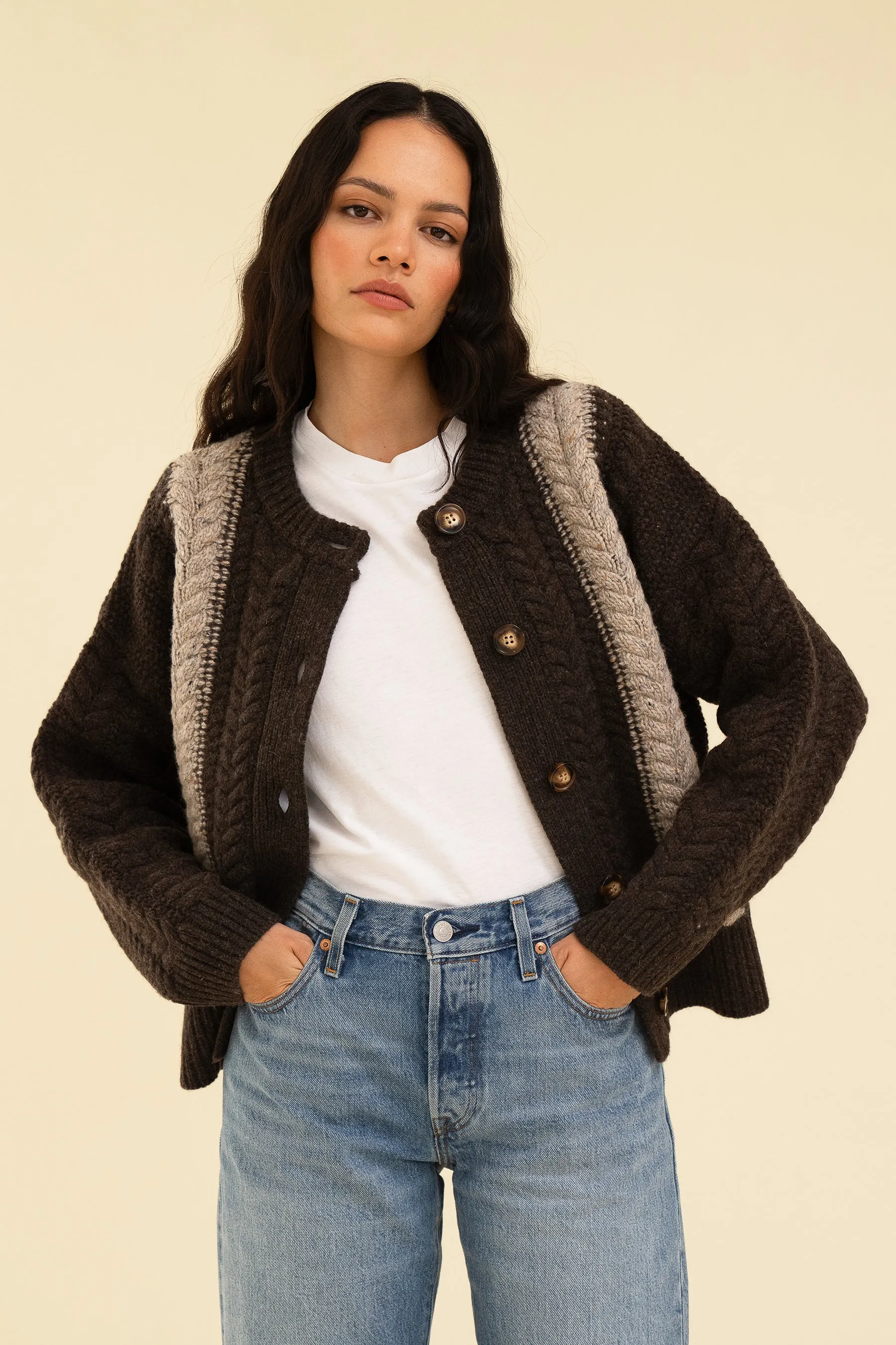 SLOAN CARDIGAN - BRUN