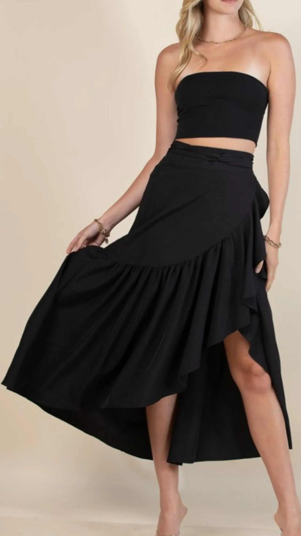 Solid Wrap Skirt