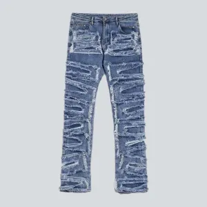 Straight men's patchwork jeans