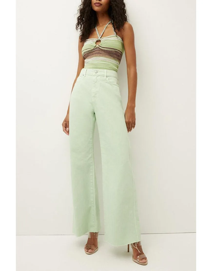 Super Wide Leg Jeans in Pistachio Green