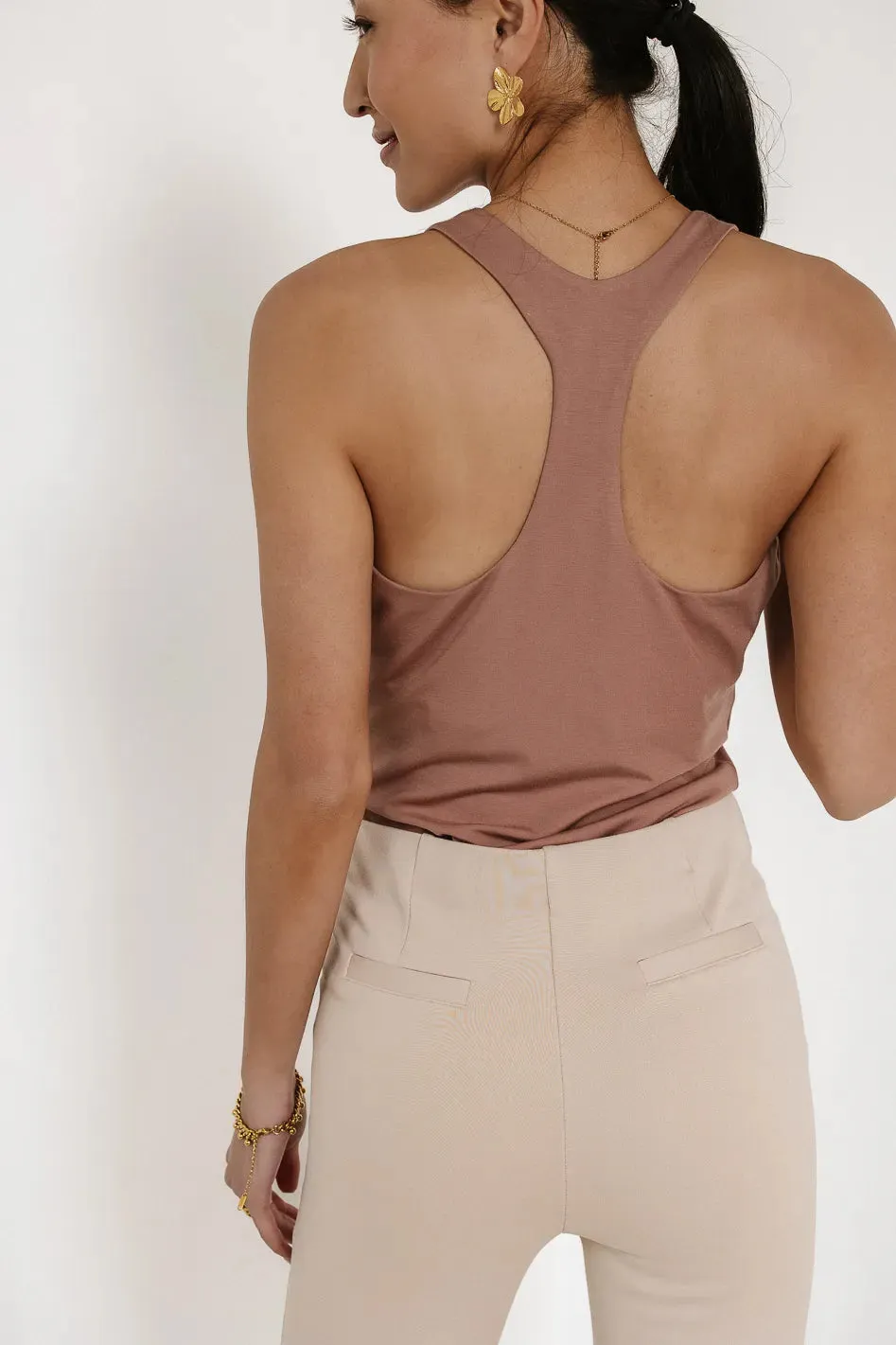 Sydnee Racerback Bodysuit in Rose - FINAL SALE