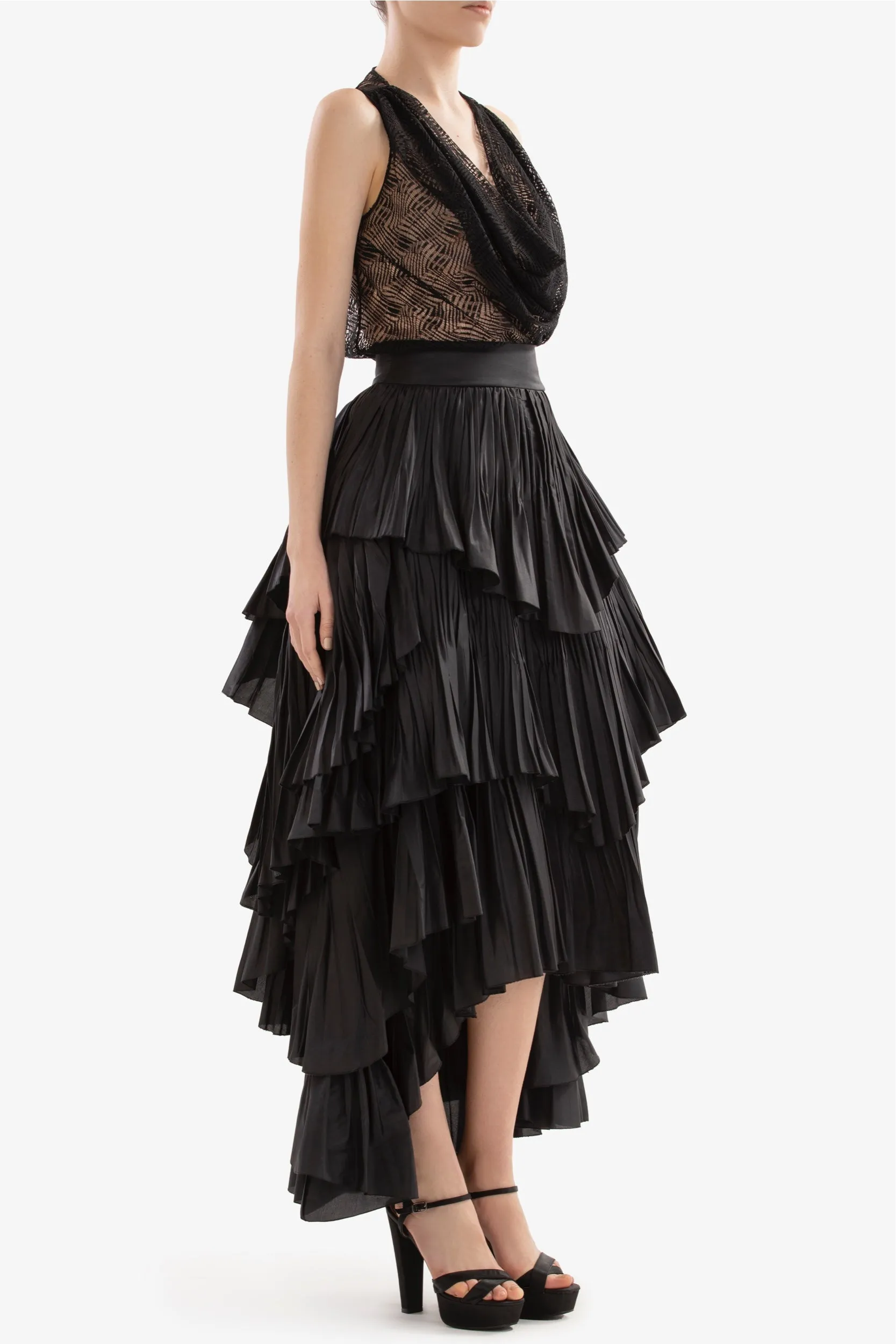 Taffeta layered skirt