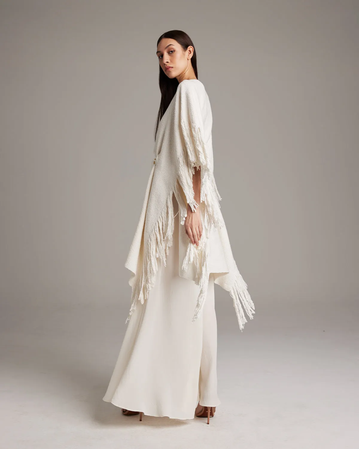 Textured Cotton Fringe Kaftan