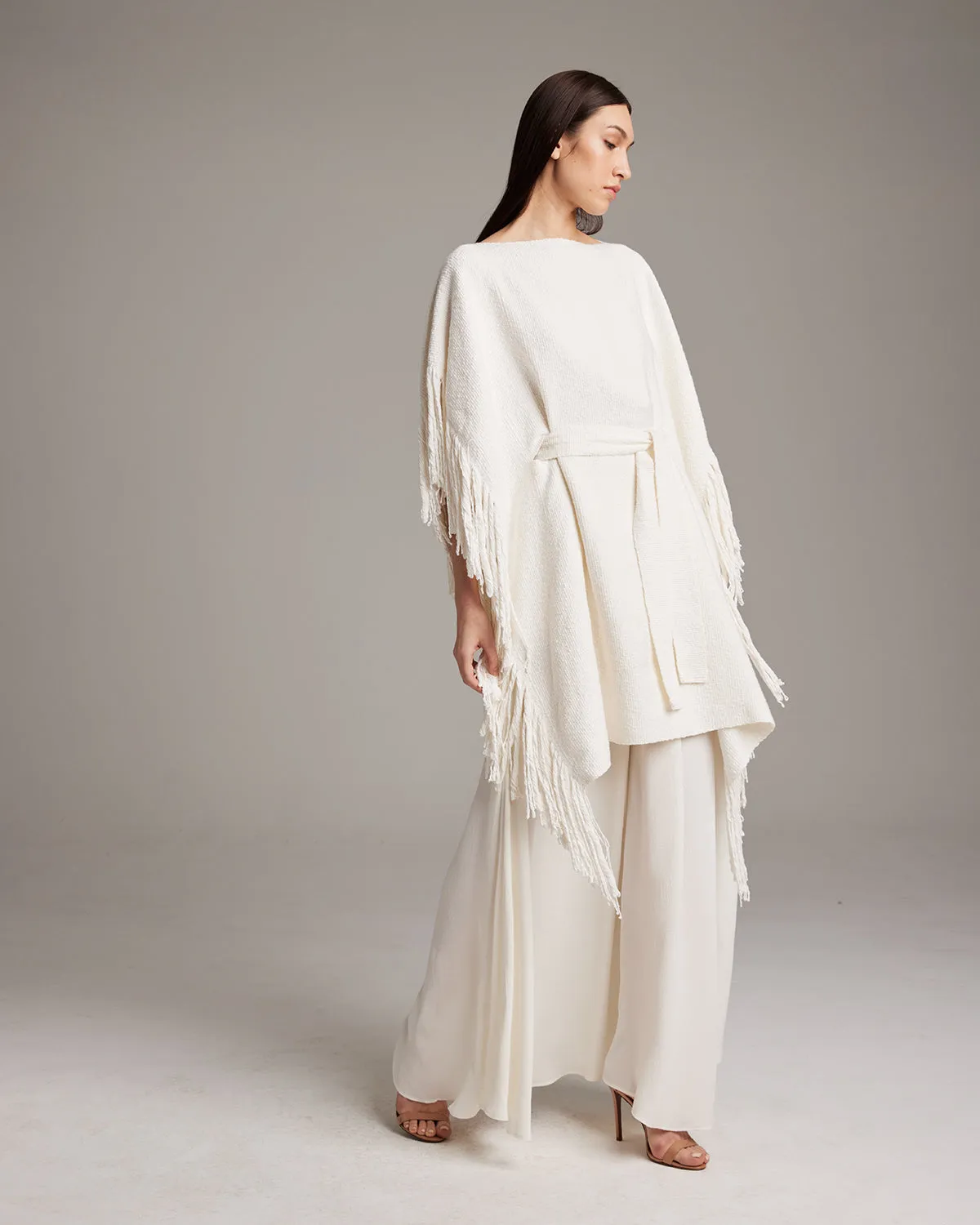 Textured Cotton Fringe Kaftan