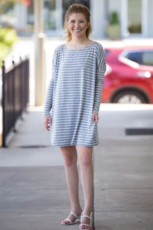 The Perfect Piko Tiny Stripe Tunic Top-Heather/White