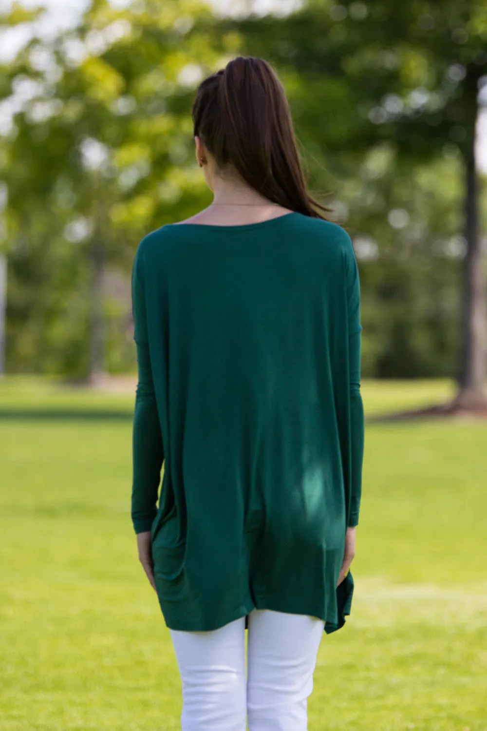 The Perfect Piko Tunic Top-Forest Green