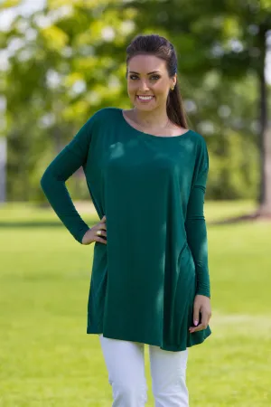 The Perfect Piko Tunic Top-Forest Green