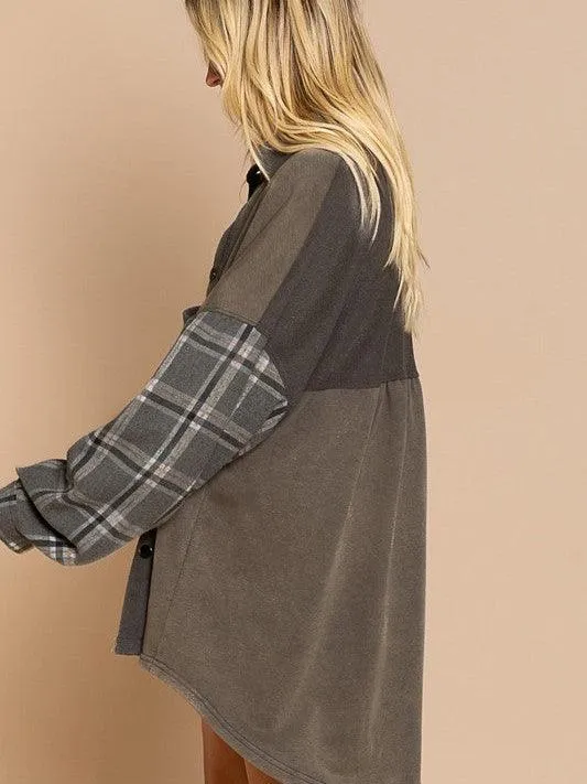 Touch of Plaid Long Sleeve Shacket