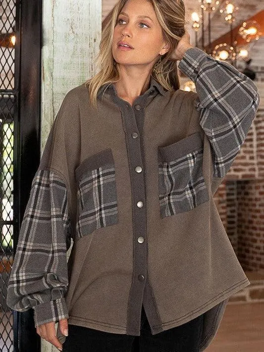 Touch of Plaid Long Sleeve Shacket