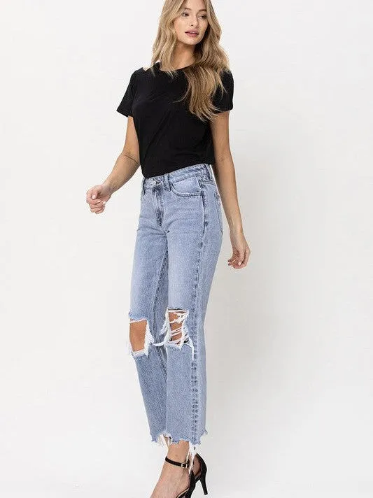 VERVET By Flying Monkey Blue Melody Super High Rise Straight Crop Jeans