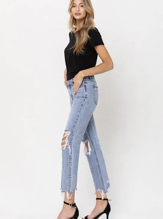 VERVET By Flying Monkey Blue Melody Super High Rise Straight Crop Jeans