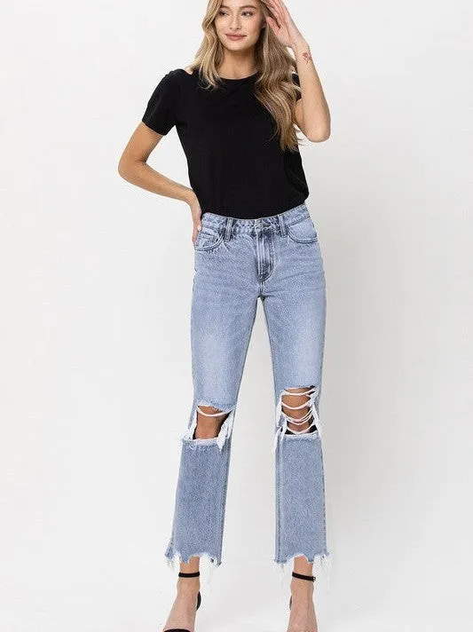 VERVET By Flying Monkey Blue Melody Super High Rise Straight Crop Jeans