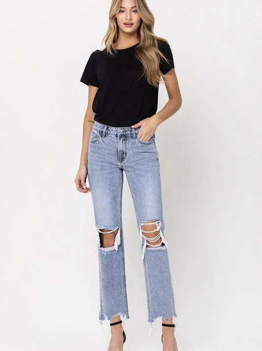 VERVET By Flying Monkey Blue Melody Super High Rise Straight Crop Jeans